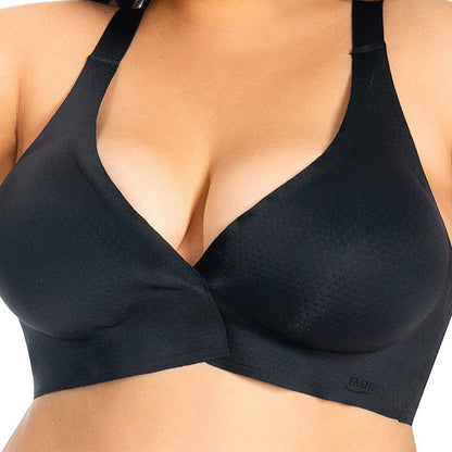 Soutien-gorge sans armatures à fermeture frontale et bonnets couvrants sans coutures