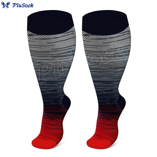 Chaussettes de compression à rayures colorées grande taille - image 0