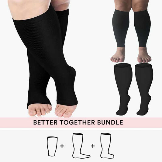 Lot de chaussettes de compression médicales grande taille + manchons de compression - 2XL - 5XL - 5XL - image 0
