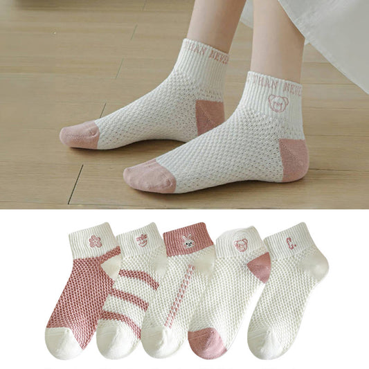 Chaussettes roses brodées (5 paires)