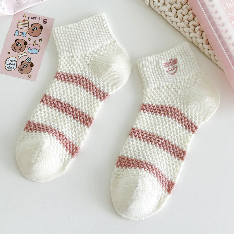 Chaussettes roses brodées (5 paires)