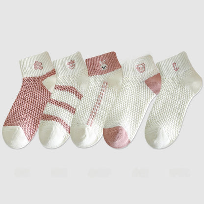 Chaussettes roses brodées (5 paires)