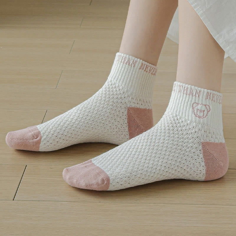 Chaussettes roses brodées (5 paires)