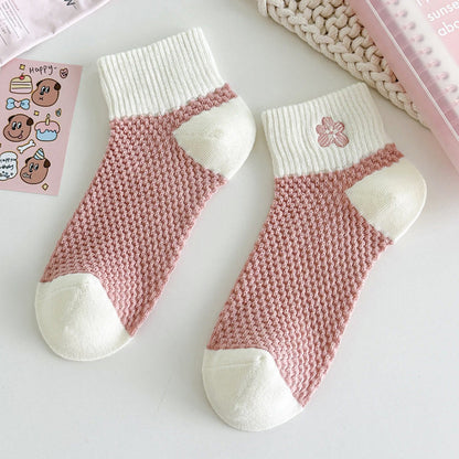 Chaussettes roses brodées (5 paires)