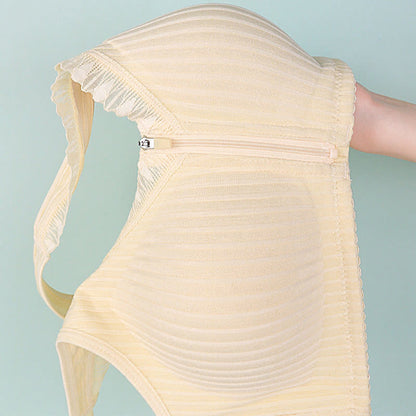 Soutien-gorge sans armatures à bonnets fixes et fermeture éclair sur le devant