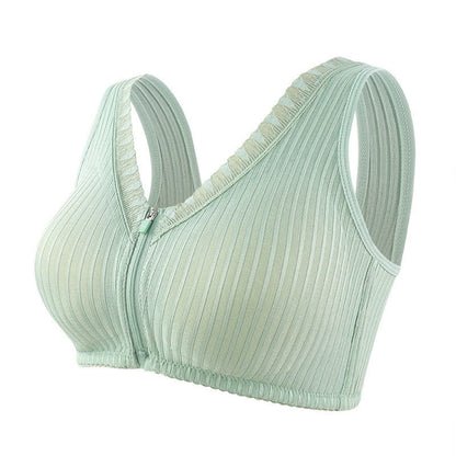 Soutien-gorge sans armatures à bonnets fixes et fermeture éclair sur le devant