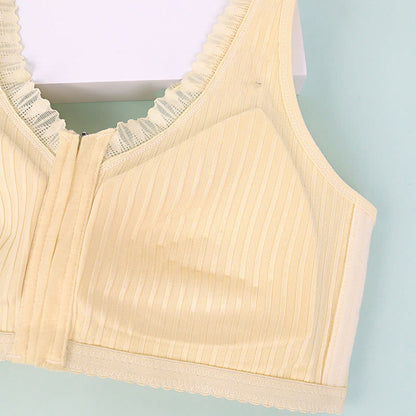 Soutien-gorge sans armatures à bonnets fixes et fermeture éclair sur le devant