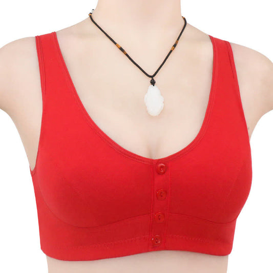 Soutien-gorge sans armatures à boutons sur le devant de couleur unie