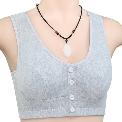 Soutien-gorge sans armatures à boutons sur le devant de couleur unie