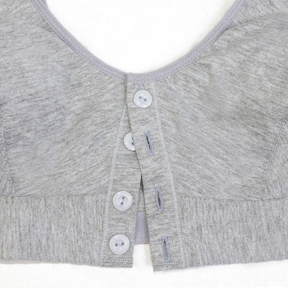 Soutien-gorge sans armatures à boutons sur le devant de couleur unie