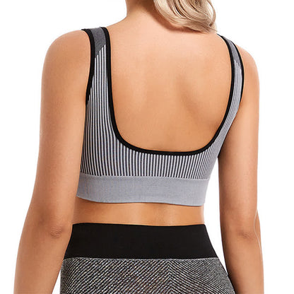 Soutien-gorge de sport à rayures, résistant aux chocs et à séchage rapide (lot de 2)