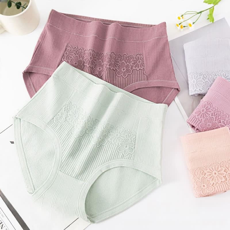 Culottes respirantes en coton jacquard taille haute grande taille (lot de 3)