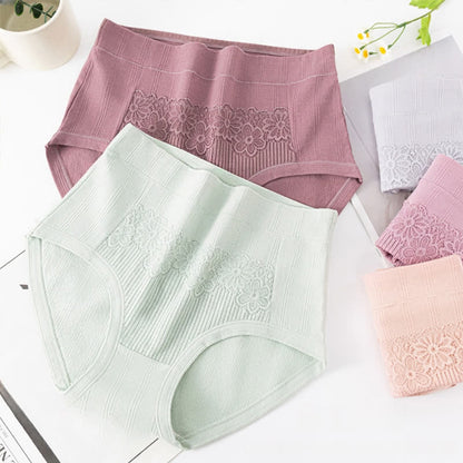 Culottes respirantes en coton jacquard taille haute grande taille (lot de 3)