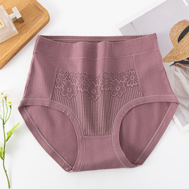 Culottes en coton jacquard respirant taille haute (lot de 3) - Violet foncé - 6XL - image 4