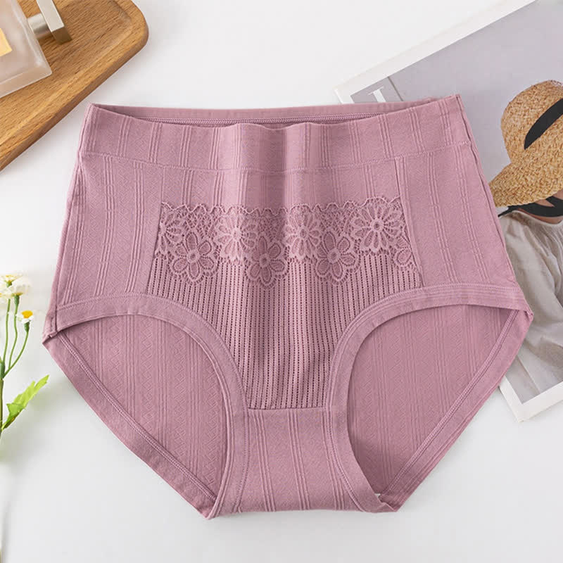 Culottes en coton jacquard respirant taille haute (lot de 3) - Violet - 6XL - image 3