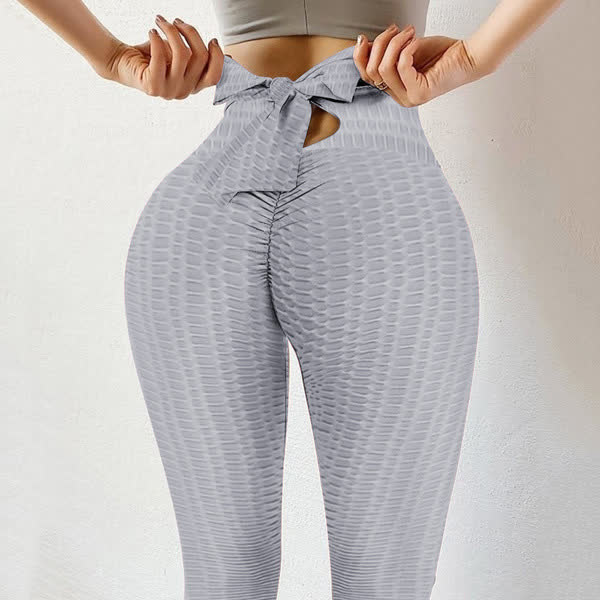 Legging de sport push-up fessier à nœud papillon - Gris clair - 3XL - image 6