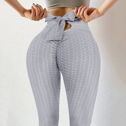 Legging de sport push-up fessier à nœud papillon - Gris clair - 3XL - image 6
