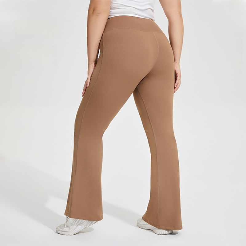 Pantalon de yoga évasé extensible de couleur unie - image 2