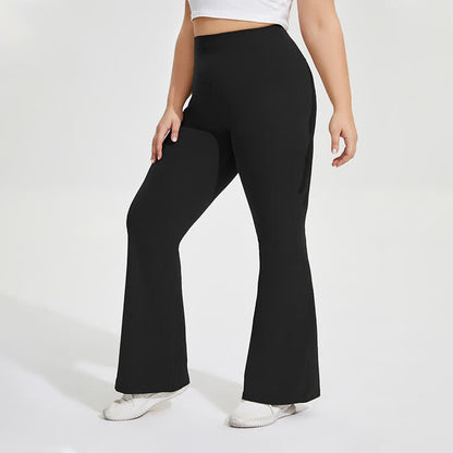 Pantalon de yoga évasé extensible de couleur unie - image 11