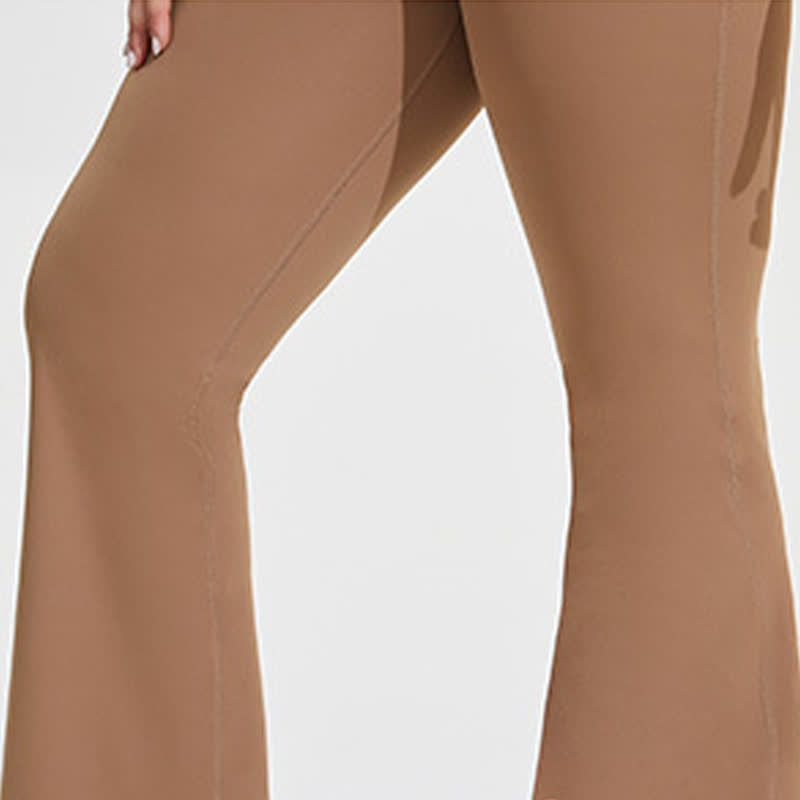 Pantalon de yoga évasé extensible de couleur unie - image 5