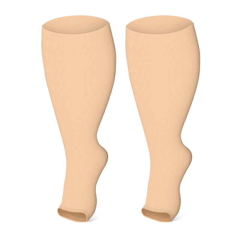 Chaussettes de compression à bout ouvert de couleur unie grande taille (3 paires) - image 2