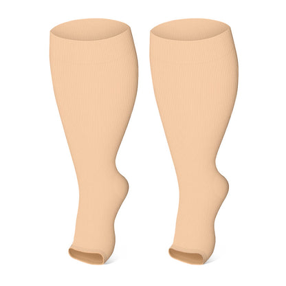 Chaussettes de compression à bout ouvert de couleur unie grande taille (3 paires) - image 2