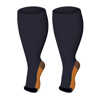 Chaussettes de compression à bout ouvert de couleur unie grande taille (3 paires) - image 4