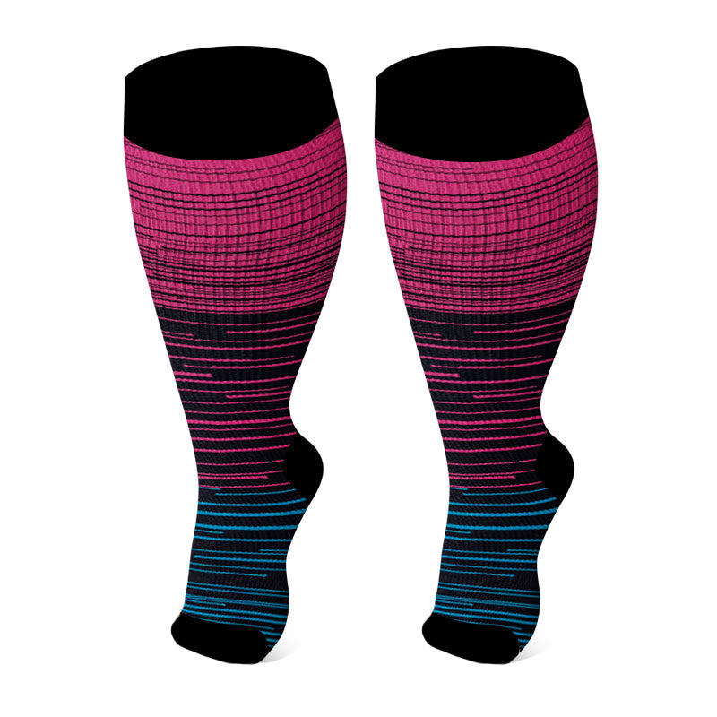 Chaussettes de compression à bout ouvert grande taille - Fuchsia - 4XL - image 8