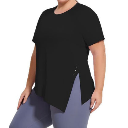 Haut de yoga à manches courtes grande taille avec ourlet fendu - image 6