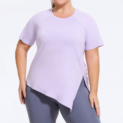 Haut de yoga à manches courtes grande taille avec ourlet fendu - image 1