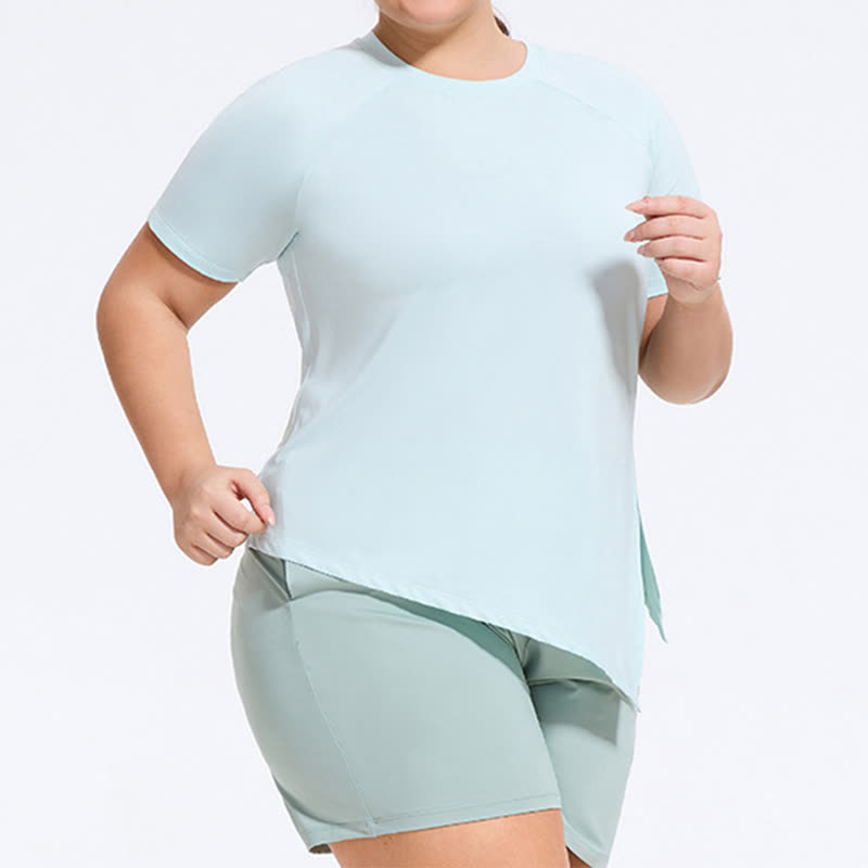 Haut de yoga à manches courtes grande taille avec ourlet fendu - image 4