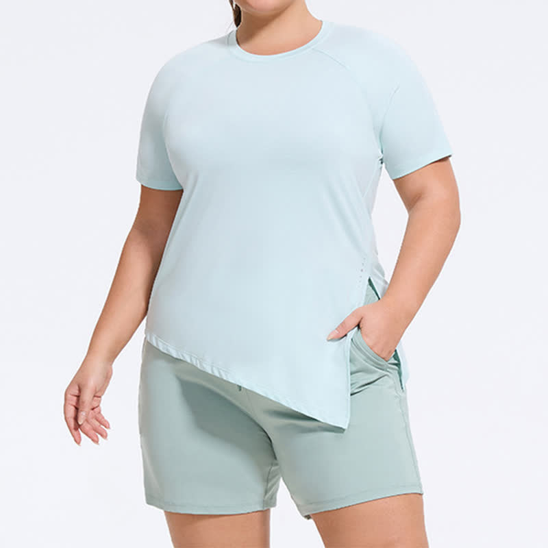 Haut de yoga à manches courtes grande taille avec ourlet fendu - image 3