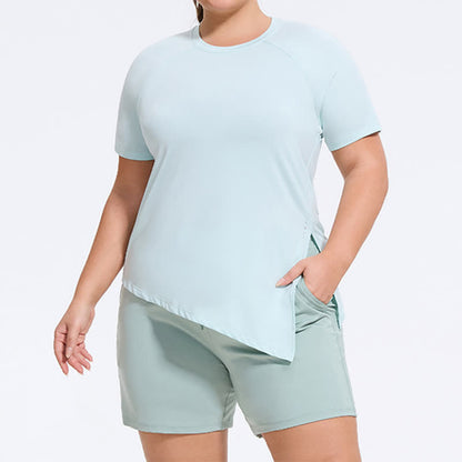 Haut de yoga à manches courtes grande taille avec ourlet fendu - image 3