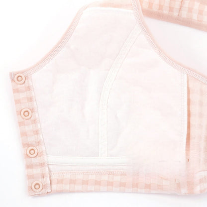 Soutien-gorge sans armatures à carreaux en coton grande taille avec fermeture sur le devant