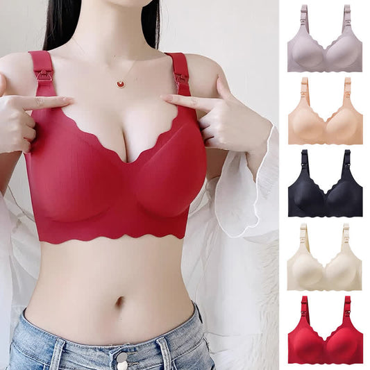 Soutien-gorge d'allaitement sans armatures de couleur unie à bonnets pleins