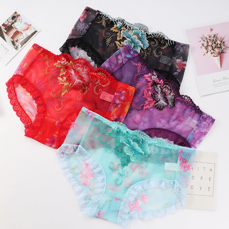 Culotte sexy en dentelle brodée grande taille (lot de 3)