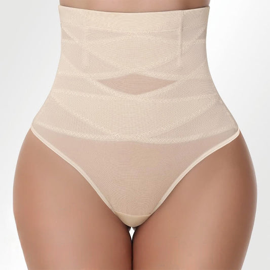 String fin croisé taille haute gainant en maille