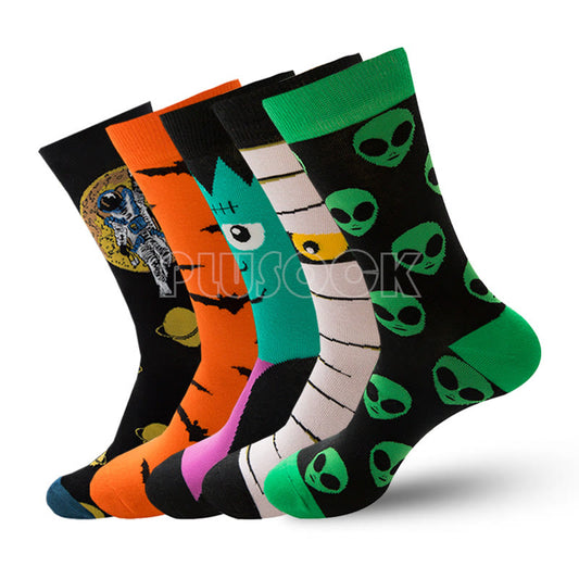 Chaussettes tendance en coton pour Halloween (5 paires) - Multicolore - EU38-45 (US5-11) - image 1