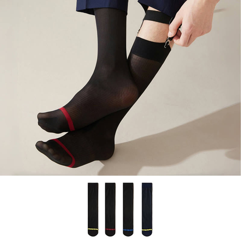 Chaussettes montantes style business en soie glacée (4 paires) - image 0