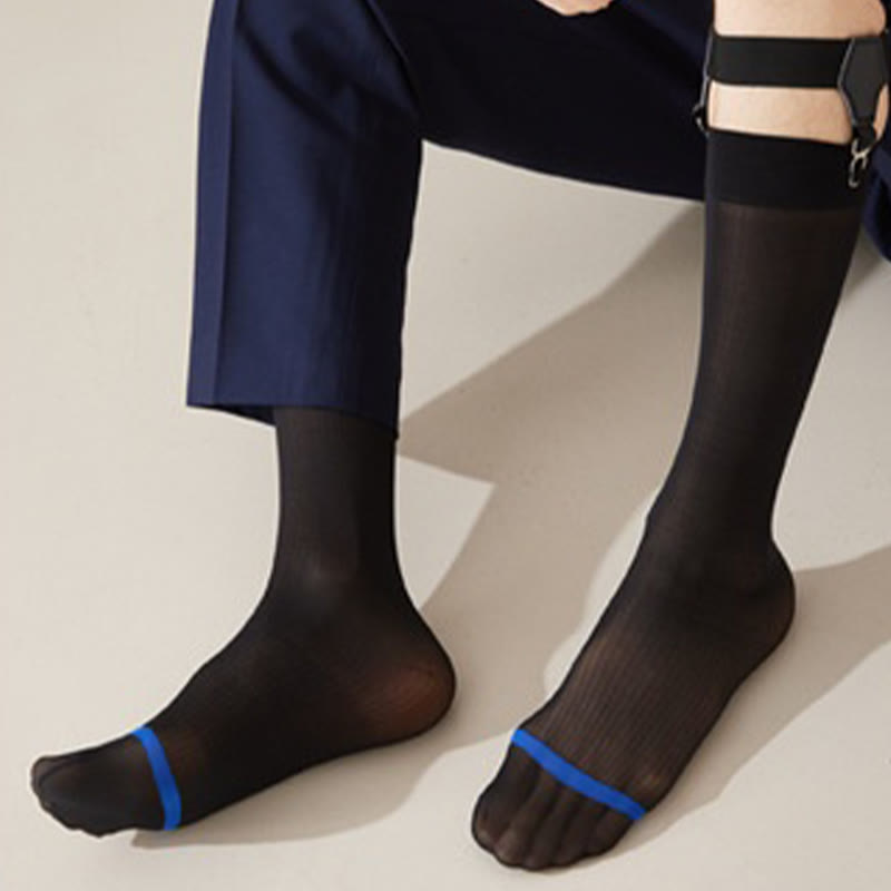 Chaussettes montantes style business en soie glacée (4 paires) - image 7