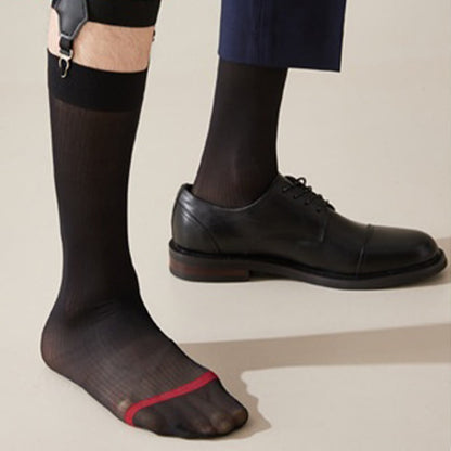 Chaussettes montantes style business en soie glacée (4 paires) - image 1