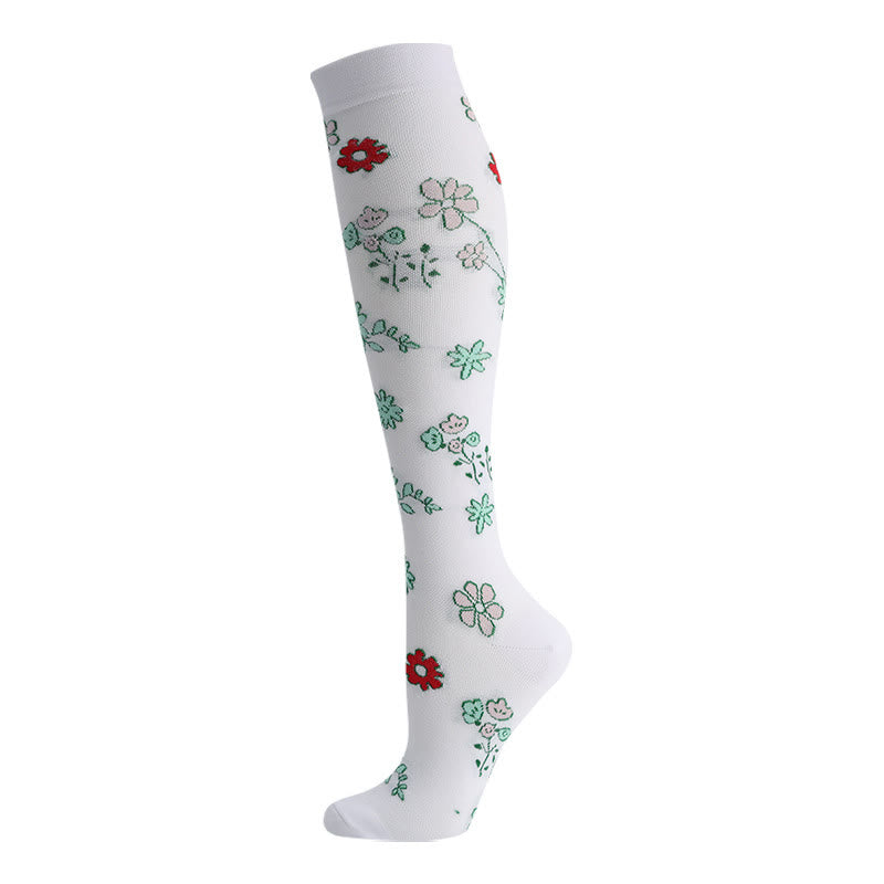 Chaussettes de compression à motif de chat, d'oiseau et de fleurs (6 paires) - image 1