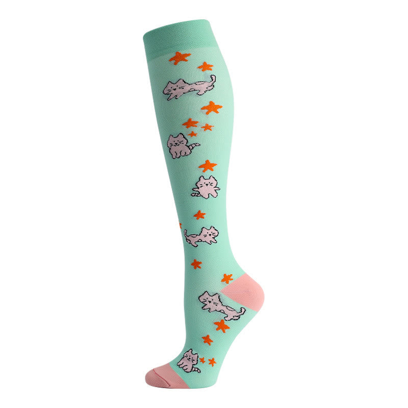 Chaussettes de compression à motif de chat, d'oiseau et de fleurs (6 paires) - image 7