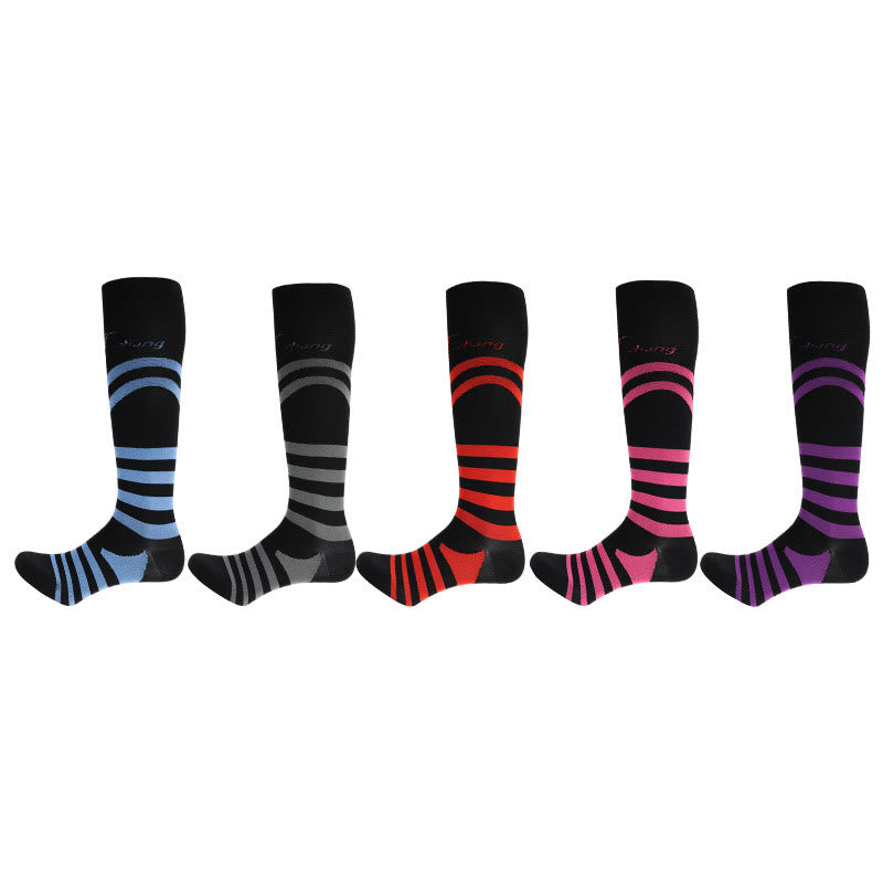 Chaussettes de compression à rayures (5 paires) - Multicolore - EU40-46 (US7-12) - image 0