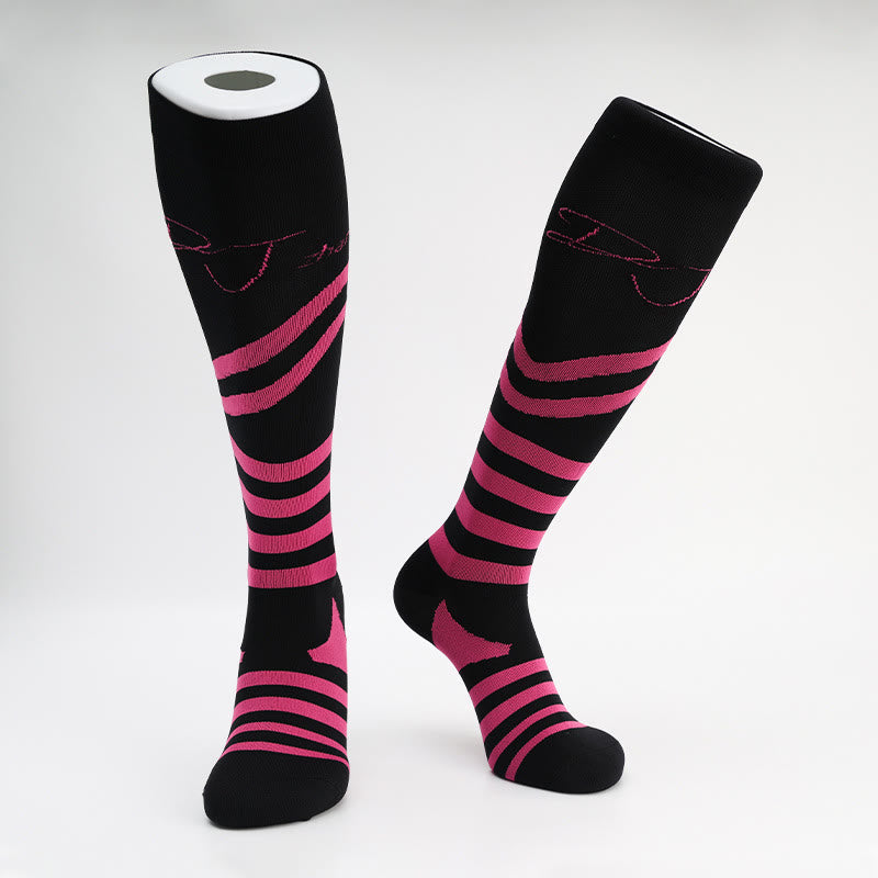 Chaussettes de compression à rayures (5 paires) - Rose - EU40-46 (US7-12) - image 4