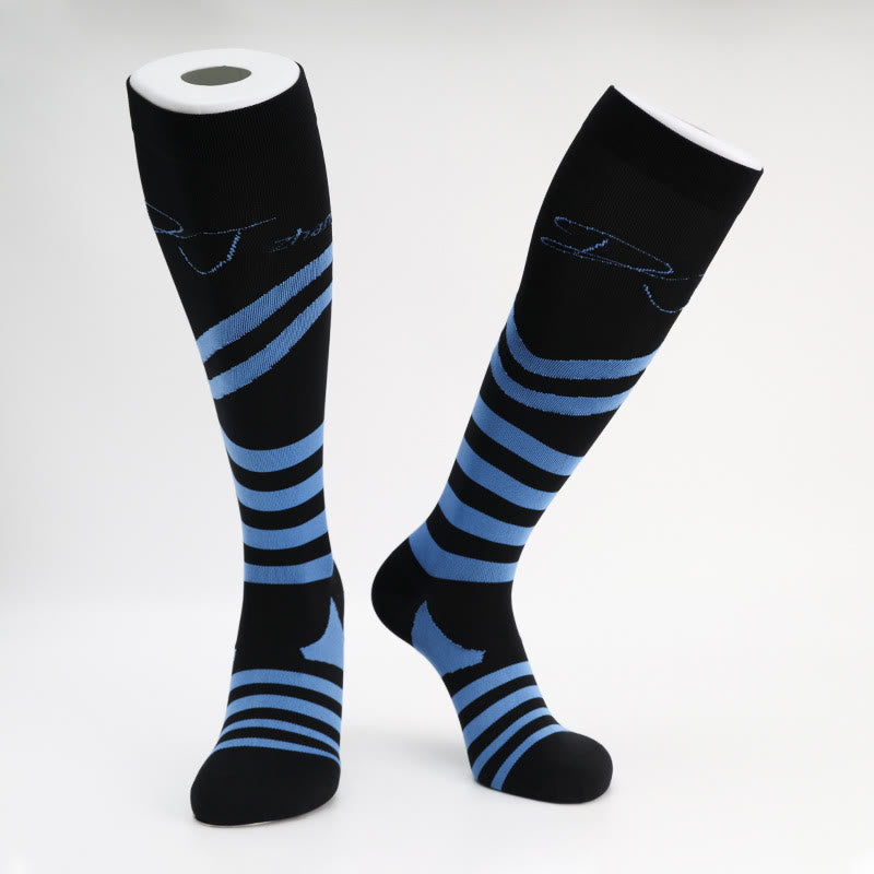 Chaussettes de compression à rayures (5 paires) - Bleu - EU40-46 (US7-12) - image 5