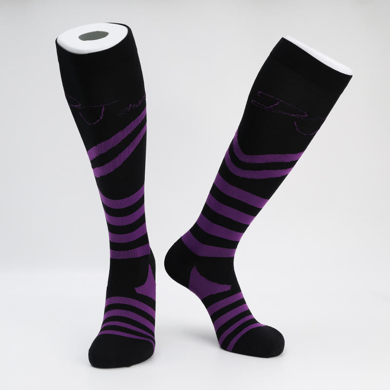 Chaussettes de compression à rayures (5 paires) - Violet - EU40-46 (US7-12) - image 3