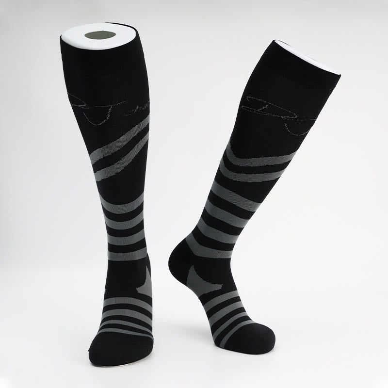 Chaussettes de compression à rayures (5 paires) - Gris - EU40-46 (US7-12) - image 2