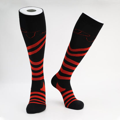 Chaussettes de compression à rayures (5 paires) - Rouge - EU40-46 (US7-12) - image 1