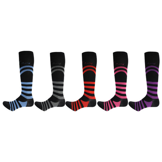 Chaussettes de compression à rayures (5 paires) - Multicolore - EU40-46 (US7-12) - image 0